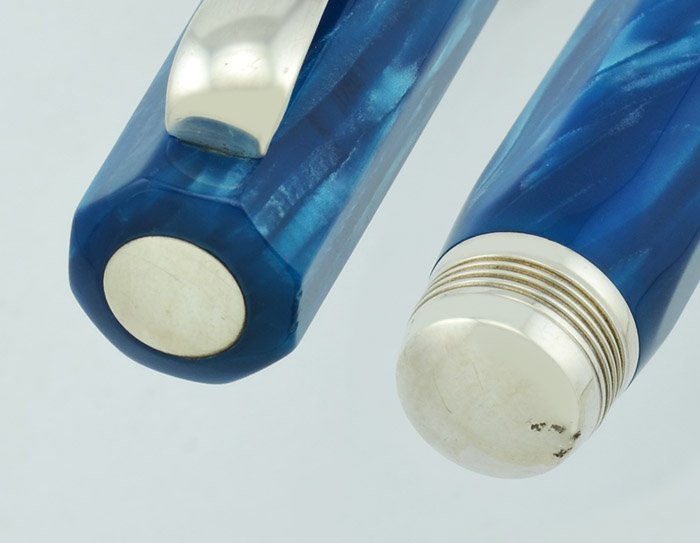 Montegrappa Symphony Fountain Pen - Blue Marble, Sterling Trim